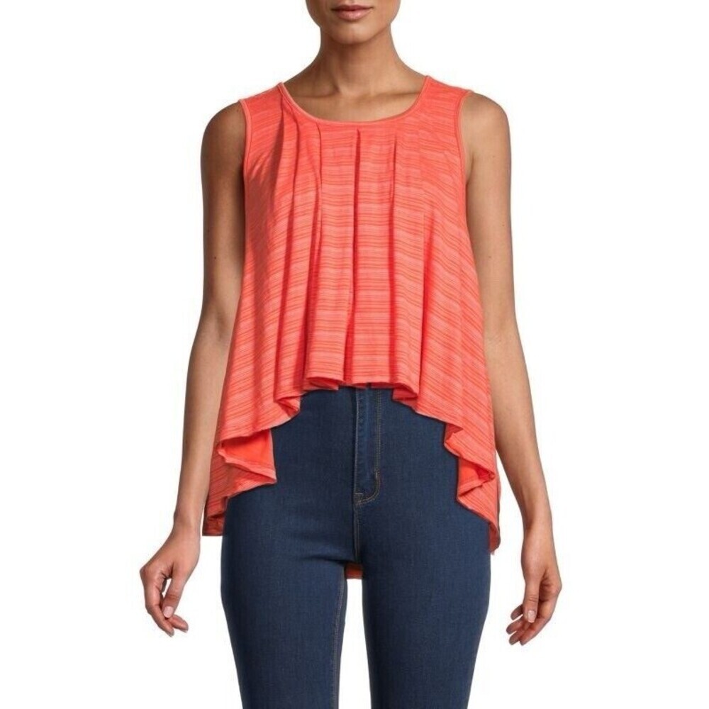 Free People Swing Tank Top Pleated High Low Sleeveless Coral‎ Size S